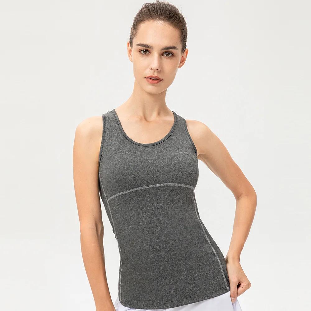 Couleur bonbon femmes vêtements de Sport d'entraînement de gymnastique gilet chemises de Yoga à séch