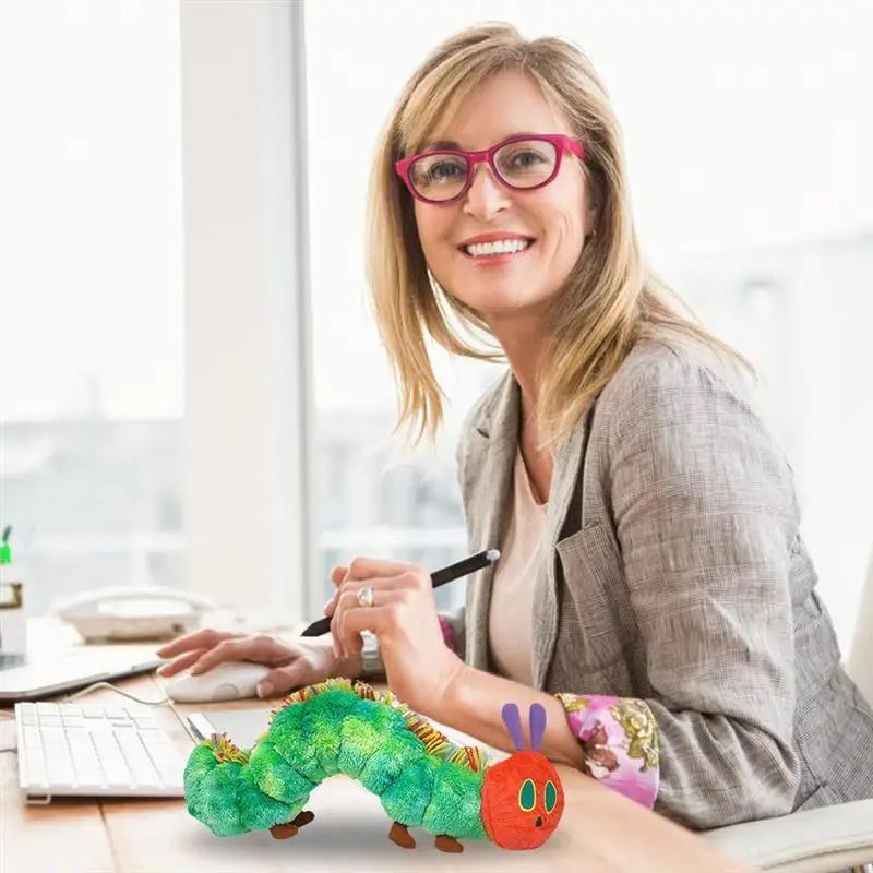 Jouet doux chenille de 22CM, poupées d'animaux en peluche en coton vert, joli cadeau créatif très af