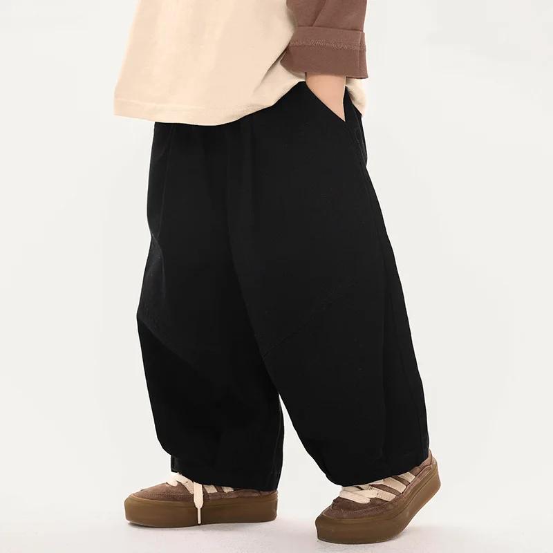 Pantalon sarouel élégant pour garçons, couleur unie, ample, en pur coton, décontracté, pour enfants