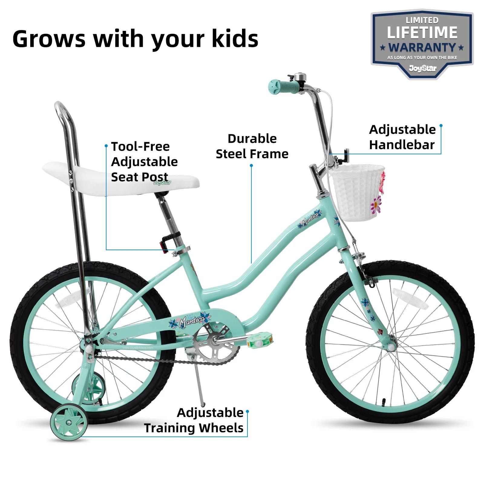 Vélo avec Roues d'Entraînement pour Fille de 6 à 15 Ans, Freins à Main Avant, Siège en Gel, 20 Pouce