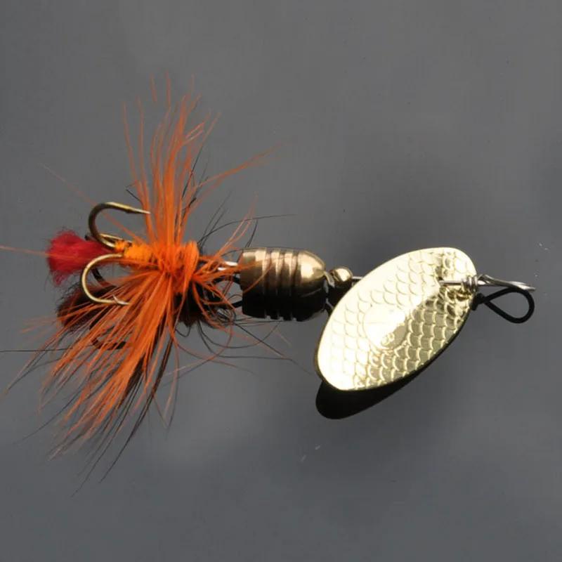 2 pièces Spinner cuillère leurre 2.5g 4g 5.5g rotatif métal paillettes appât triple crochets manivel