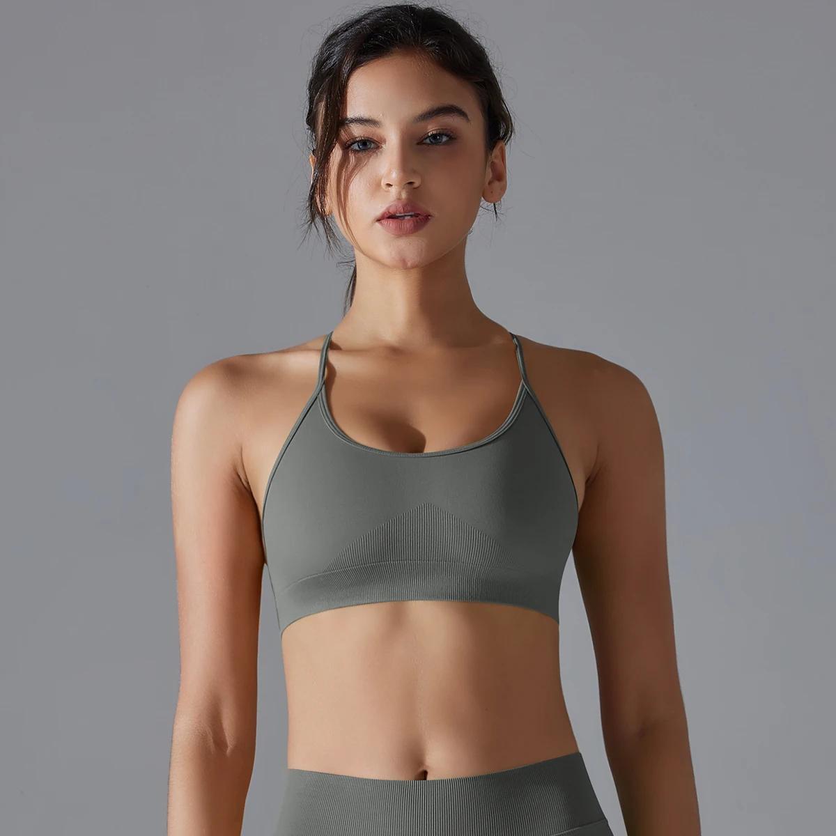 Soutien-gorge de Yoga Sexy respirant à séchage rapide, brassière de Sport, bretelles croisées absorb