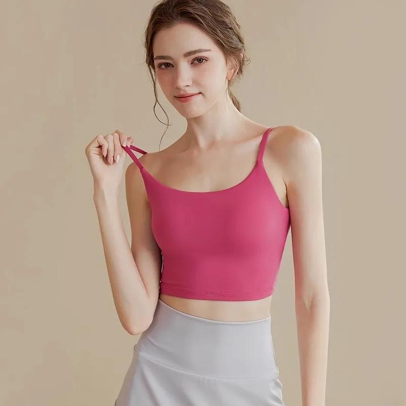 Haut de soutien-gorge de sport pour femmes, push up, rembourré fixe, hauts push-up, gilet de fitness