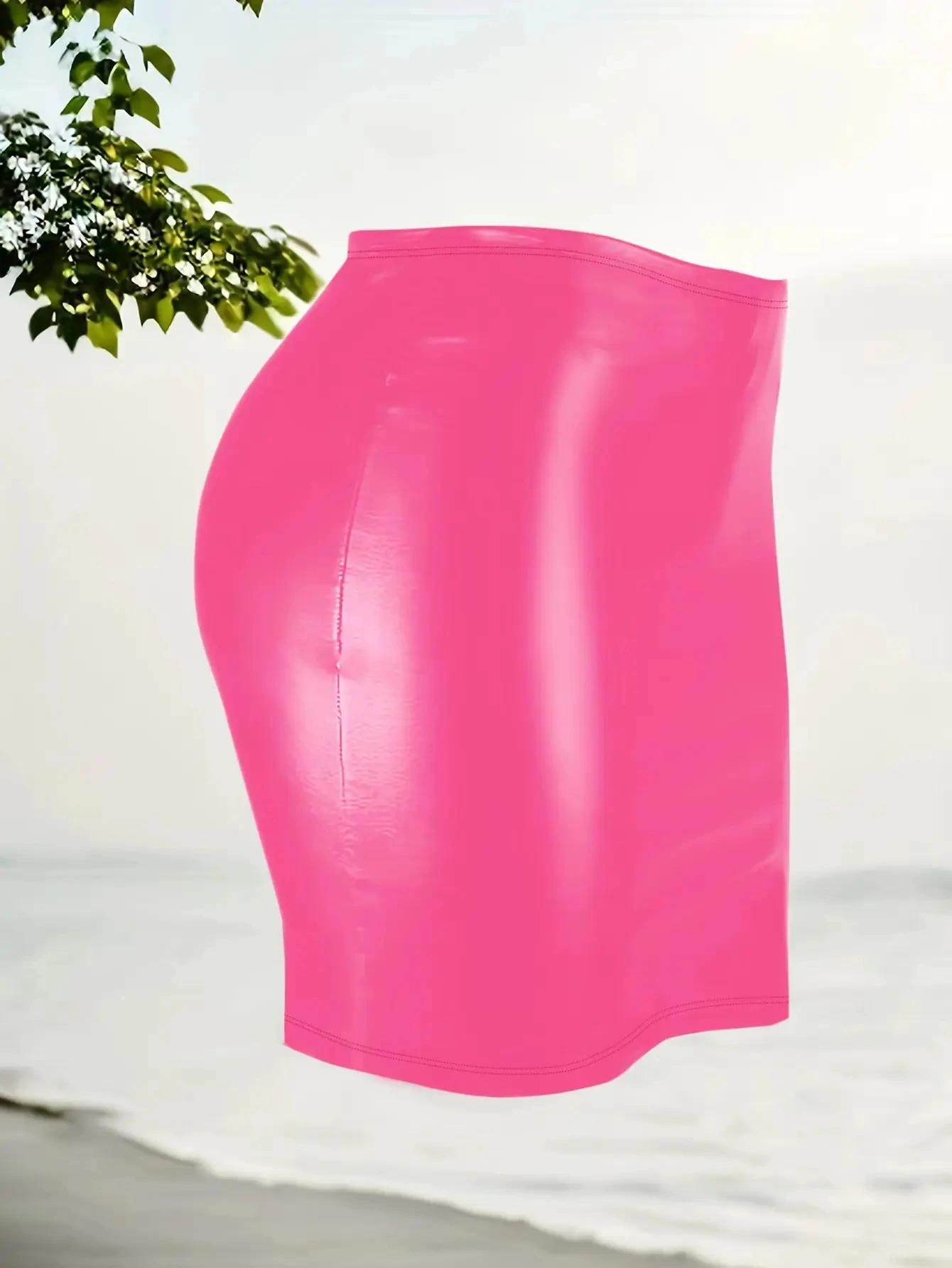 Jupe Sexy en cuir noir pour femmes, taille haute, enveloppée sur les hanches, confortable, fendue, c