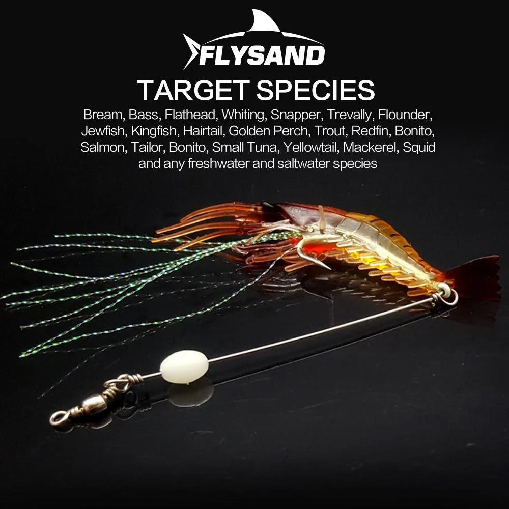 FLYSAND leurre à crevettes avec crochets leurres de pêche souples lumineux appâts à crevettes appâts