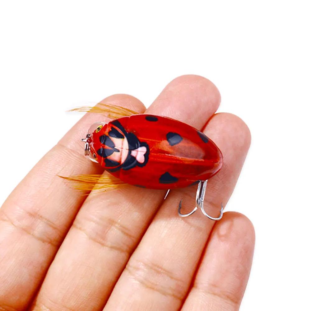 HENGJIA 1 pièces 3.8 cm 4g coccinelle artificielle appât de pêche cigale coccinelle insectes Wobbler
