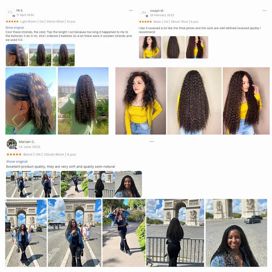 Mèches synthétiques bouclées et crépues, tissage de cheveux longs Jerry Anjo Plus, Extensions capill