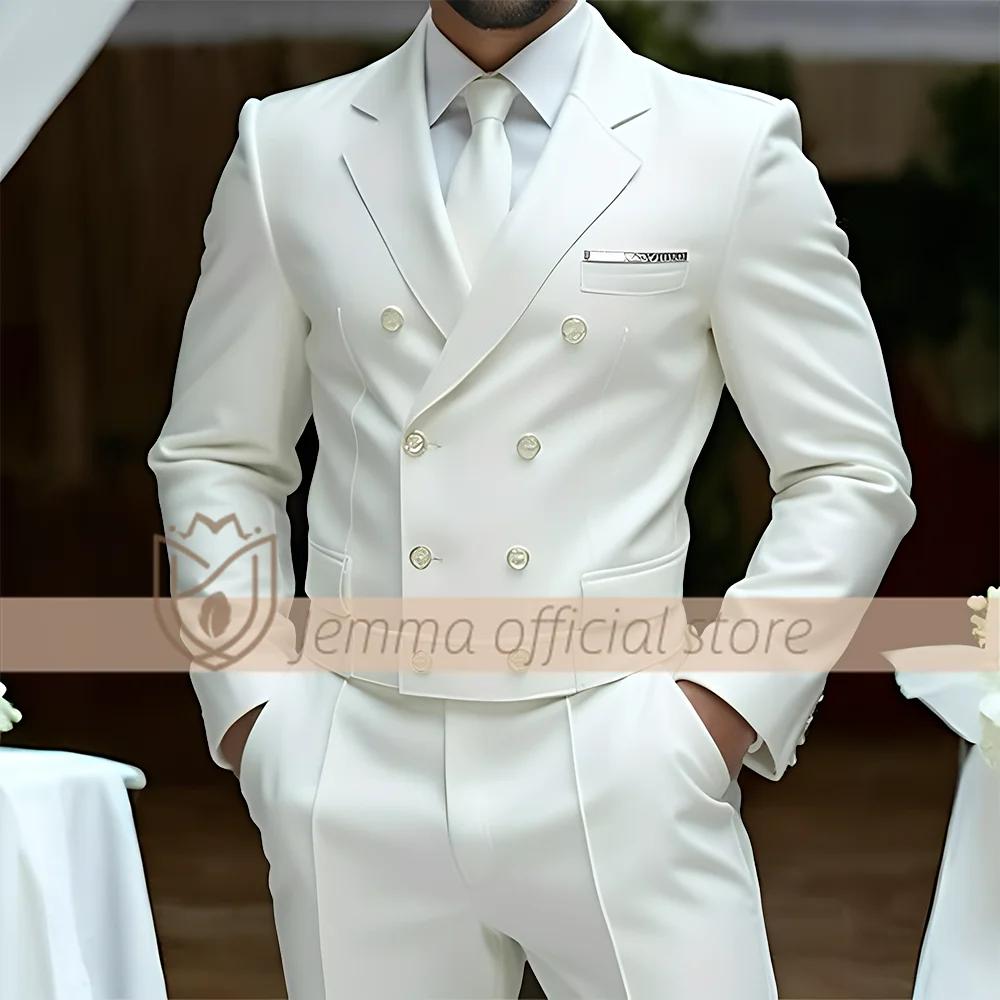 Ensemble de costume 2 pièces pour hommes, style gilet croisé, costume et pantalon, choix de mariages