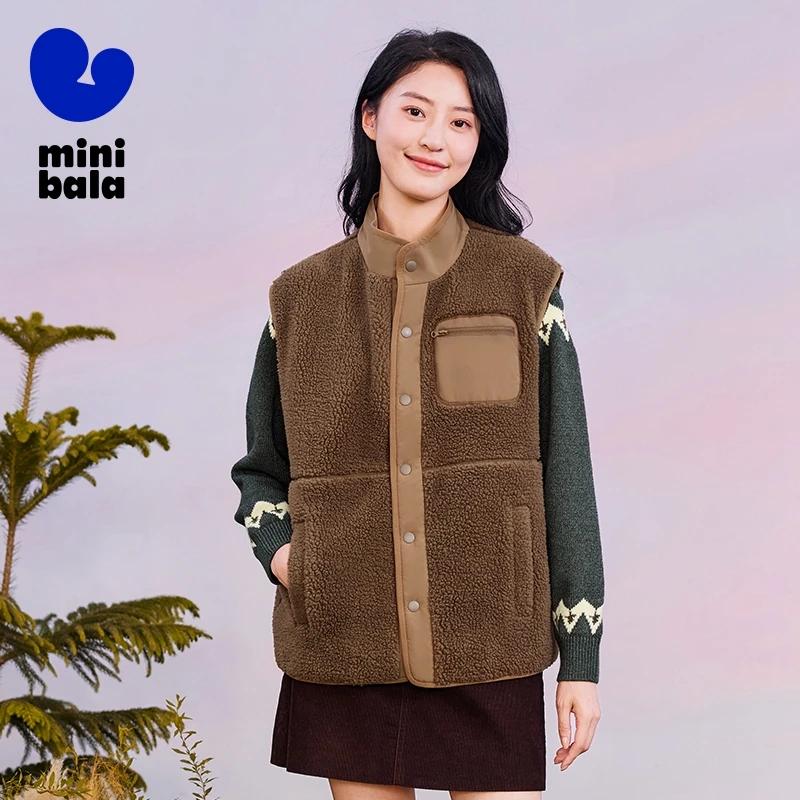 Mini gilets en fourrure Bala pour garçons et filles, gilets chauds épaissis, gilets portables double