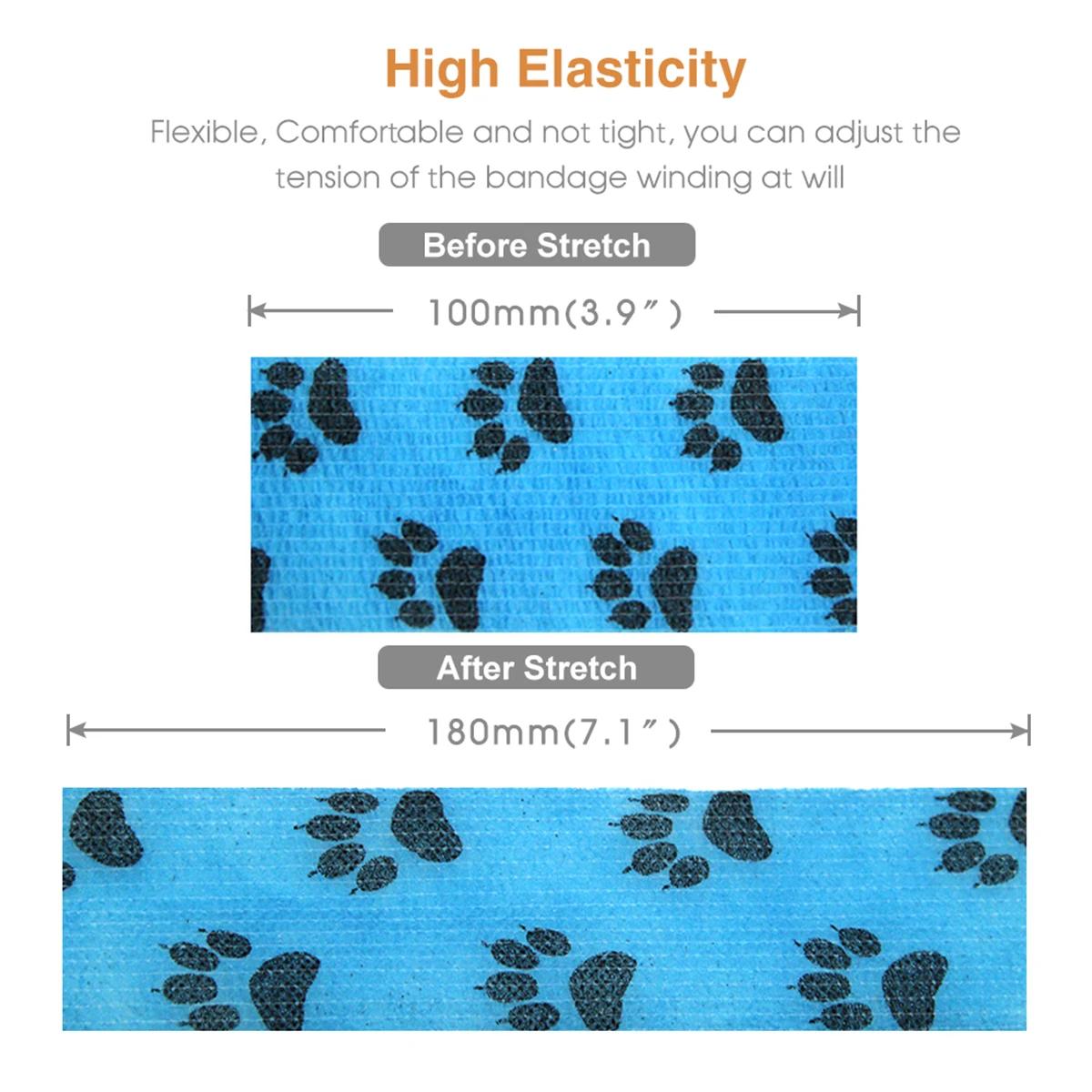 24 rouleaux de pansement élastique auto-adhésif, bande cohésive, enveloppe vétérinaire pour chien, c