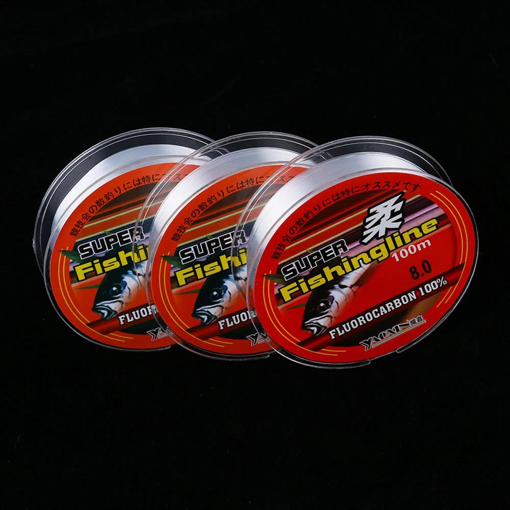 Ligne de pêche monofilament invisible en nylon à revêtement fluorocarbone, fil de 100m, pour pêcher