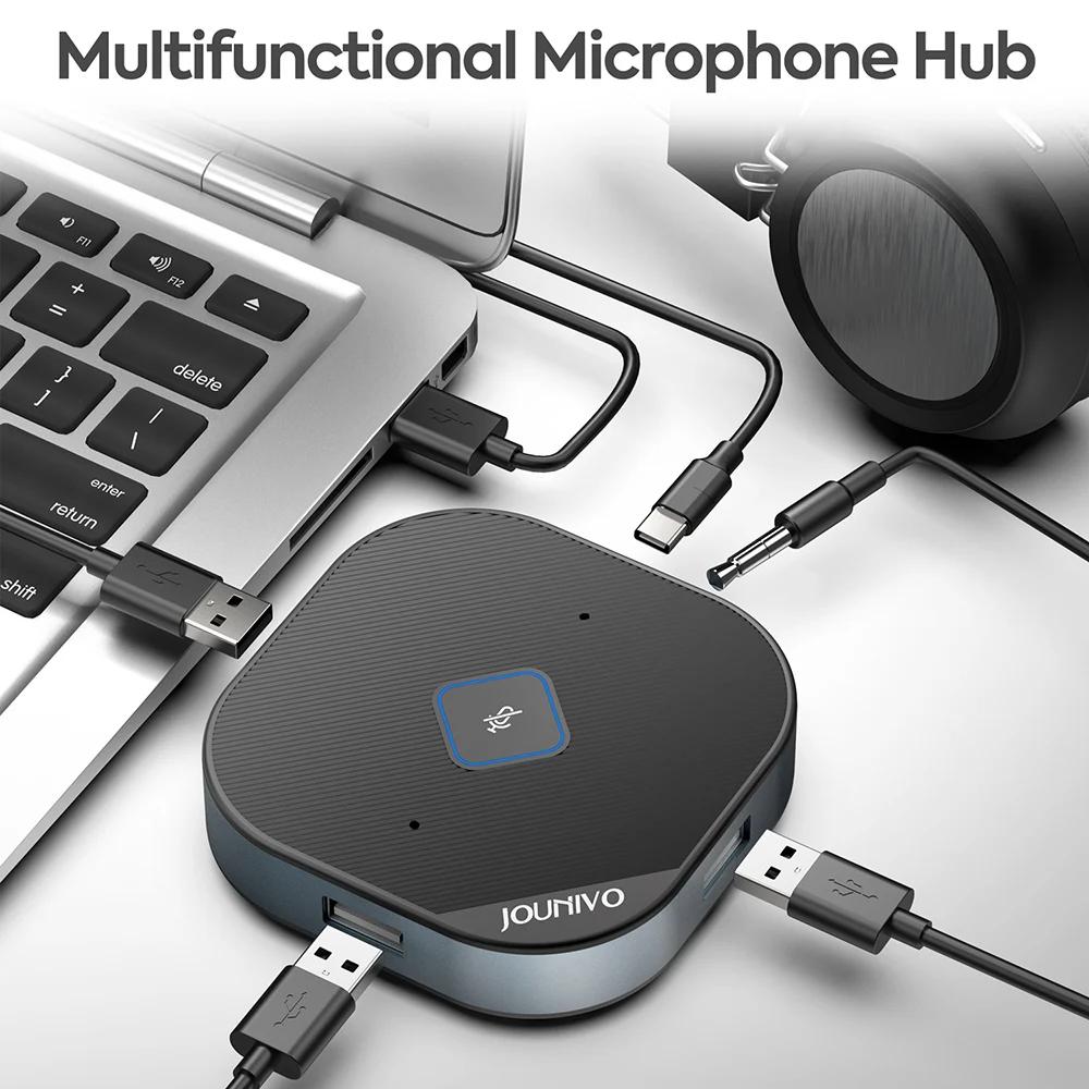 Microphone de conférence USB avec hub à 3 ports pour les appels vidéo, les réunions et le streaming,