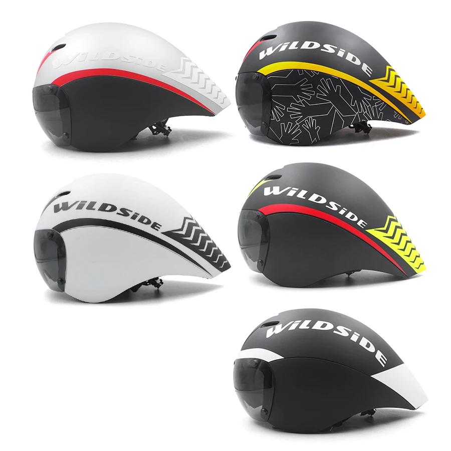 Casque de vélo TT pour homme, lunettes de lentille, TriDuvet LeicAero, casque de vélo de route, cour