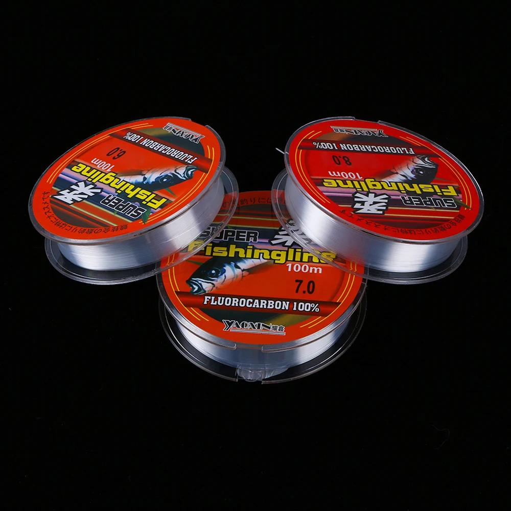 Ligne de pêche monofilament invisible en nylon à revêtement fluorocarbone, fil de 100m, pour pêcher