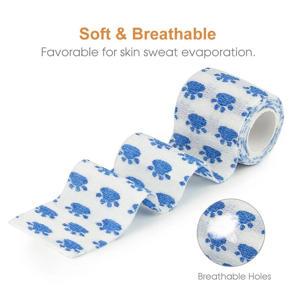 24 rouleaux de pansement élastique auto-adhésif, bande cohésive, enveloppe vétérinaire pour chien, c
