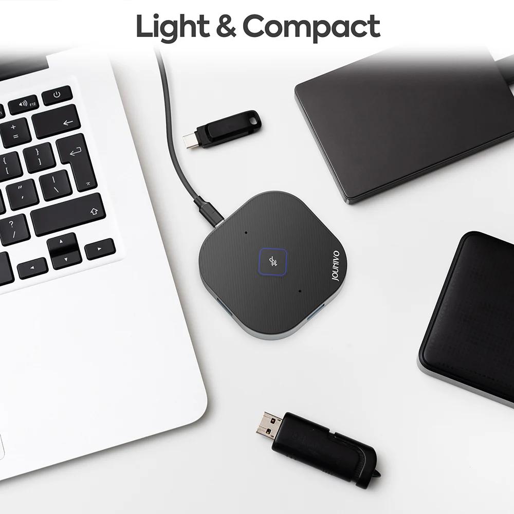 Microphone de conférence USB avec hub à 3 ports pour les appels vidéo, les réunions et le streaming,