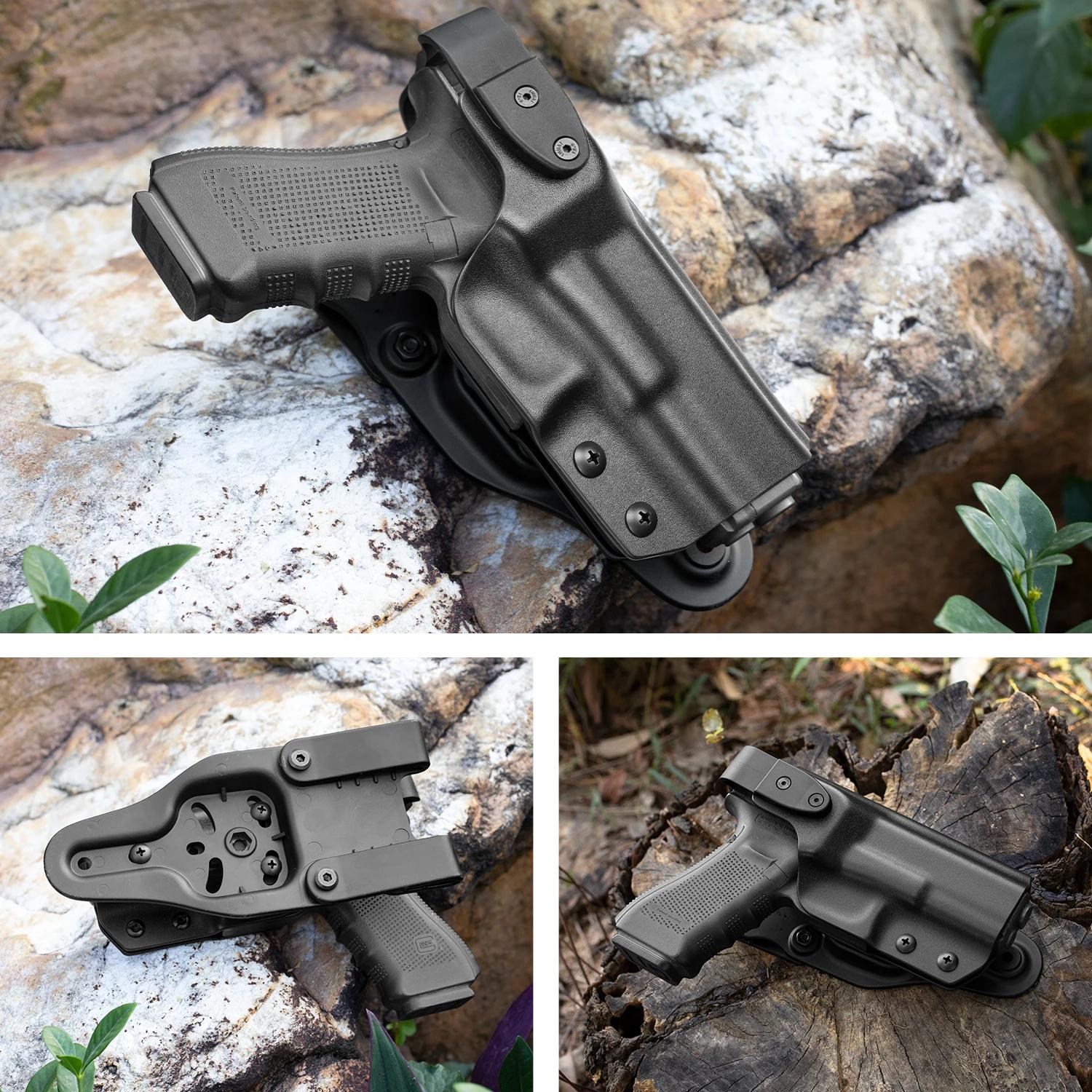 Étui pour pistolet et fleur Kydex OWB pour pistolet Glock 17 /19, avec rétention de libération du po