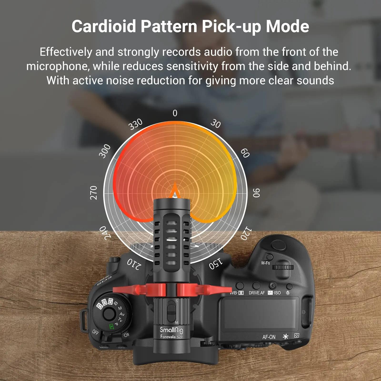 SmallRig S20 Microphone sur caméra avec Microphone vidéo à montage anti-choc micro stéréo pour appar