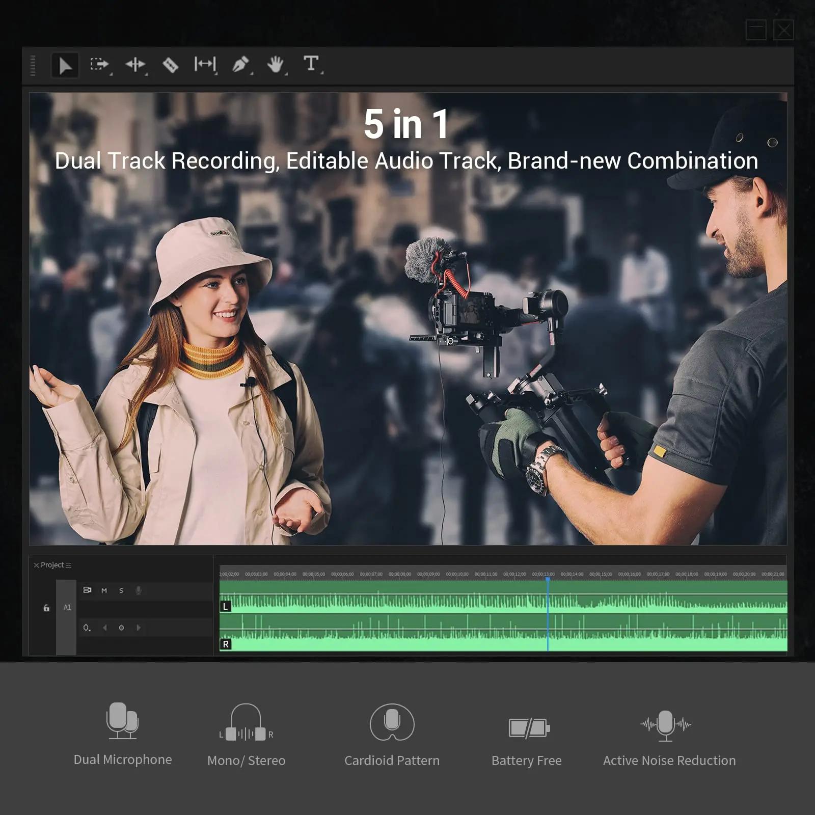 SmallRig S20 Microphone sur caméra avec Microphone vidéo à montage anti-choc micro stéréo pour appar