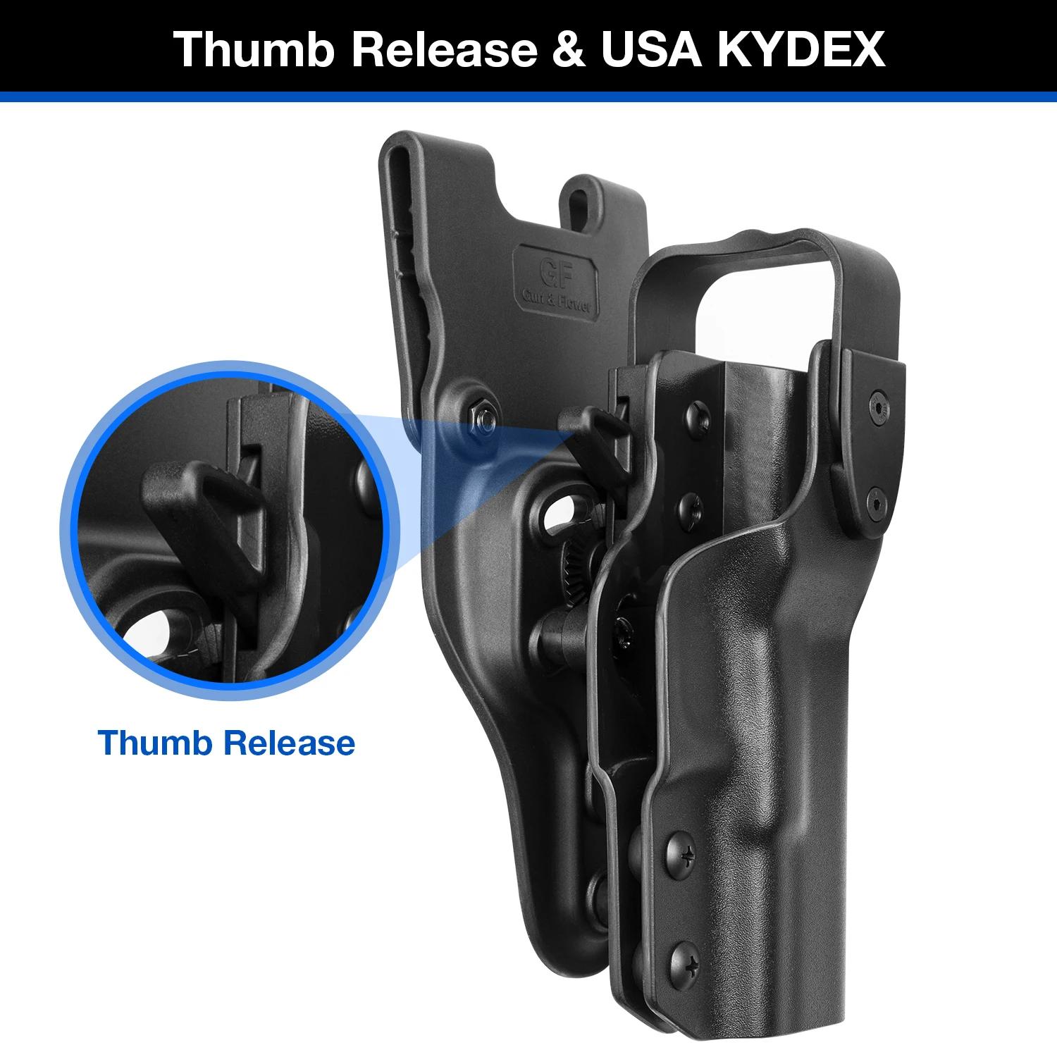 Étui pour pistolet et fleur Kydex OWB pour pistolet Glock 17 /19, avec rétention de libération du po