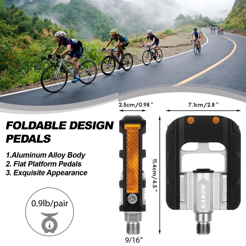 KABON-Pédales coordonnantes pliables universelles pour VTT, accessoire pour vélo de route, 9/16