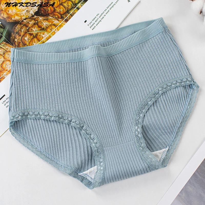 Culotte en coton confortable pour femme, sous-vêtement anti-favorable pour femme, bord en dentelle, slip respirant mi-audio, slip sexy multiple