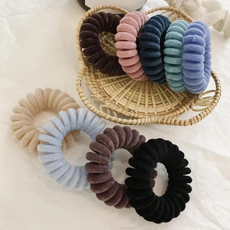 Bandes de cheveux élastiques en fil de téléphone tricoté pour filles et femmes