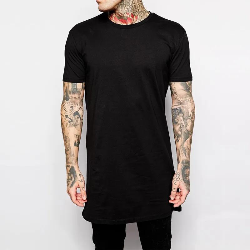 Nouveau T-shirt long noir pour homme 2026 – Style Hip Hop décontracté à manches courtes