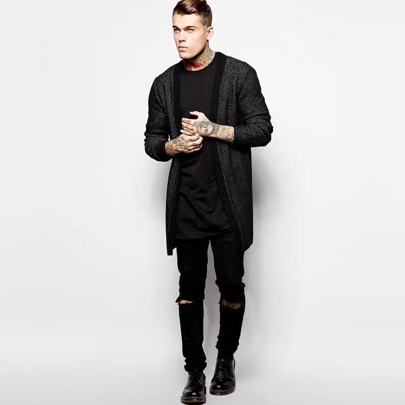 Nouveau T-shirt long noir pour homme 2026 – Style Hip Hop décontracté à manches courtes
