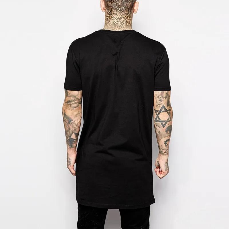 Nouveau T-shirt long noir pour homme 2026 – Style Hip Hop décontracté à manches courtes