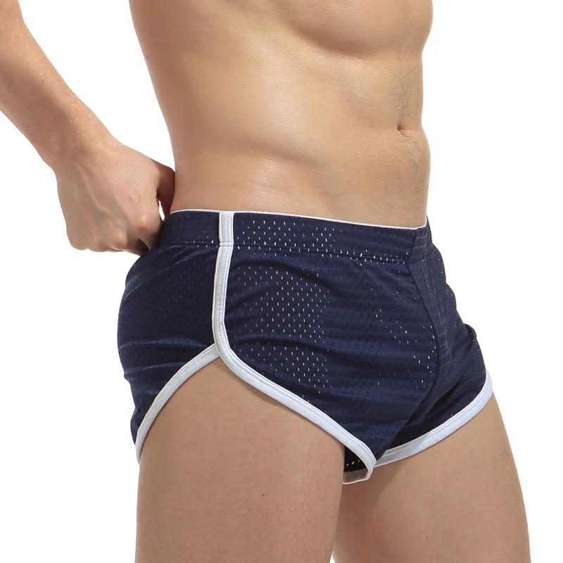 Sous-vêtements en maille pour hommes, pantalon court de sommeil, sexy, taille basse, coffre, grande taille