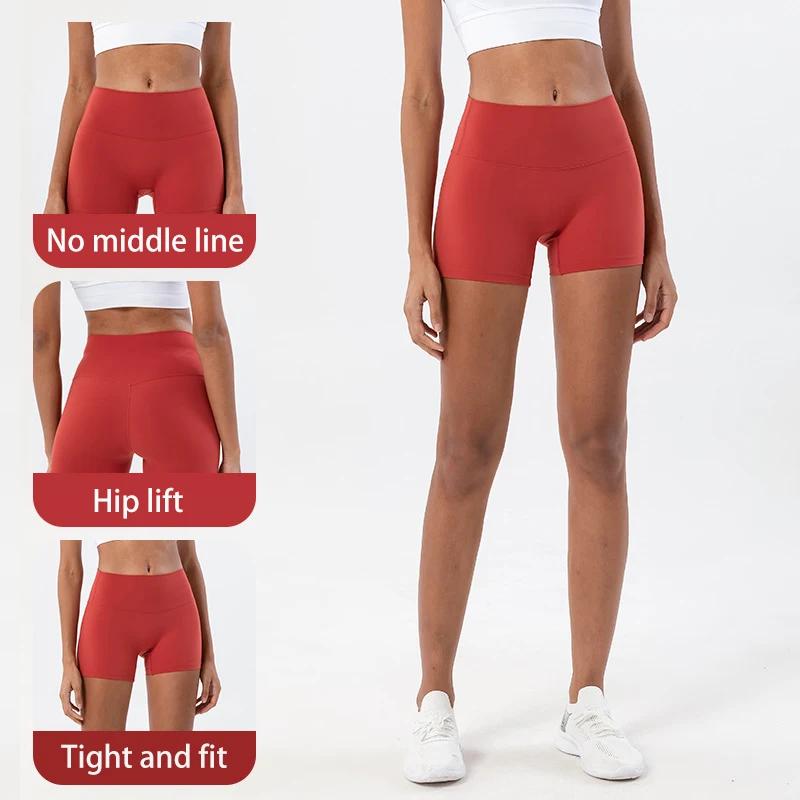 Short de sport femme nylon - Pantalon yoga fitness cyclisme serré respirant taille haute