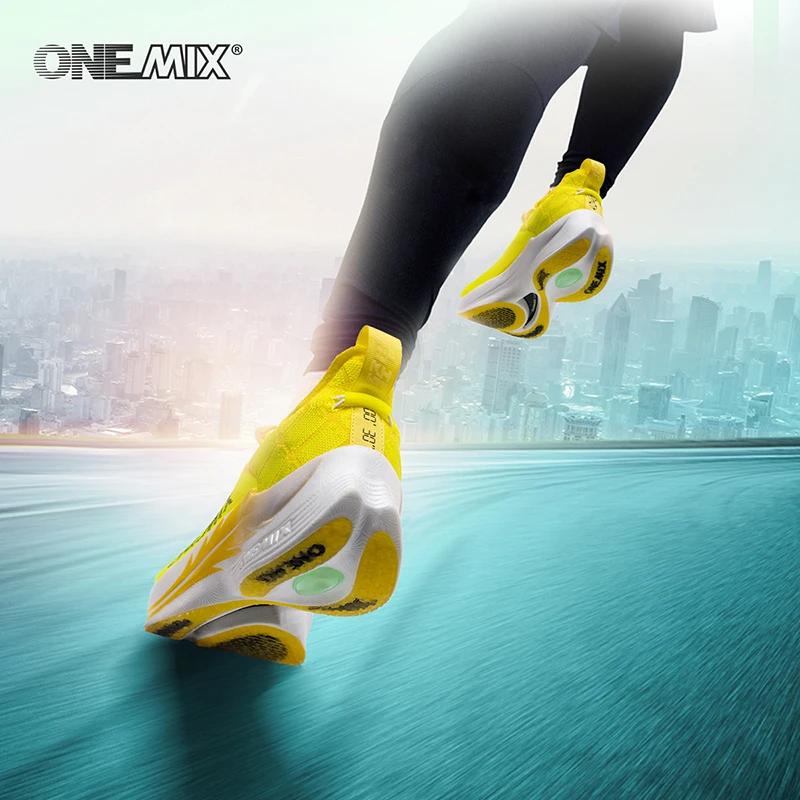 Chaussures de course ONEMIX plaque fibre carbone - Absorption choc baskets marathon professionnel
