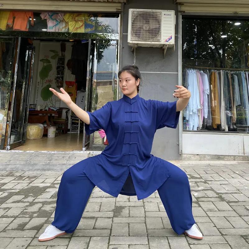 Tai chi solide coton 6 couleurs haute qualité Wushu Kung fu vêtements enfants adultes Arts martiaux Wing Chun costume