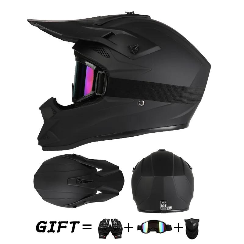 Casque de moto tout-terrain, rallye, descente, casque intégral avec lunettes, adapté à toutes les saisons, pour hommes, femmes et enfants