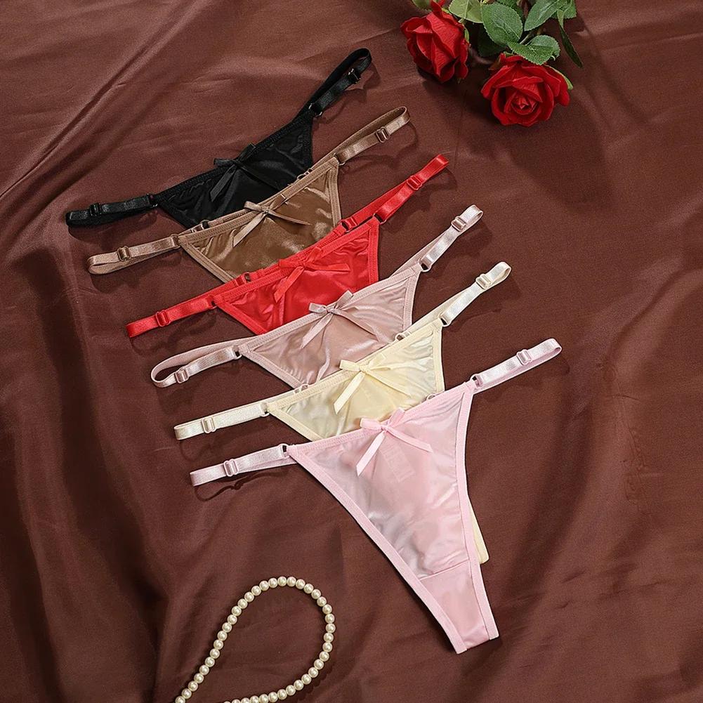 Culottes string sexy en satin doux pour femmes