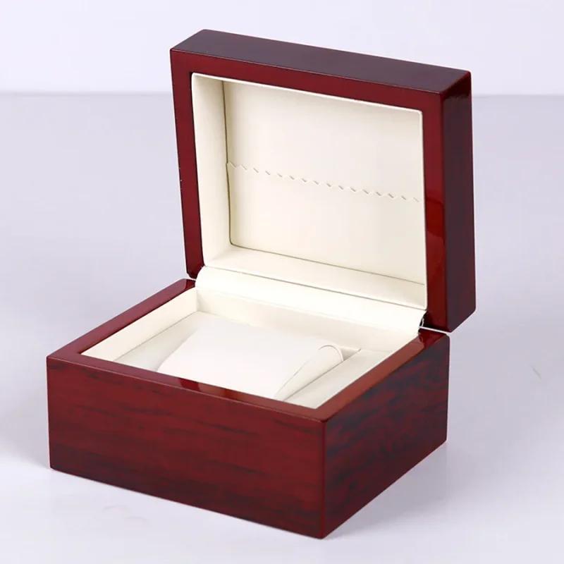 Boîte de rangement haut de gamme pour 1 montre, en bois, peinte en rouge, comme une boîte à bijoux, avec un briquet inclus, parfaite pour ranger les montres.