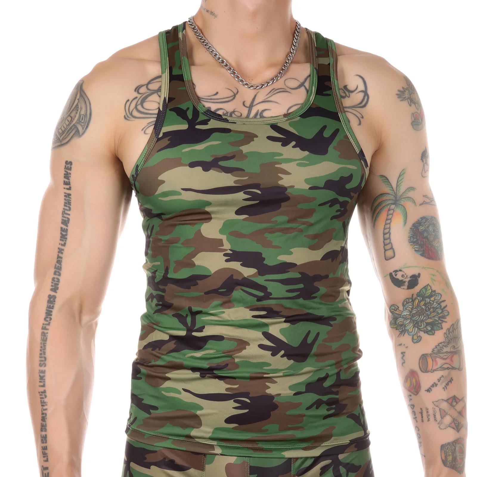 Hommes gilet musculaire chemise sans manches débardeur maillot de corps homme musculation gymnase Fitness vêtements Camouflage Singlet