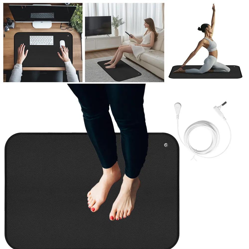 Tapis de mise à la terre 90x60cm/40x60CM, pour améliorer la santé du soulagement de la douleur du sommeil avec la thérapie de récupération connectée à la terre, libération électrostatique
