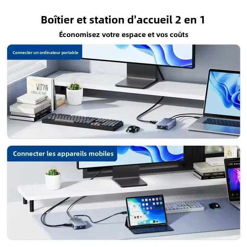 Boîtier Acasis USB-C 40 Gbit/s compatible Thunderbolt/USB 4 M.2 NVMe SSD | Station d'accueil double écran avec HDMI/DP 8