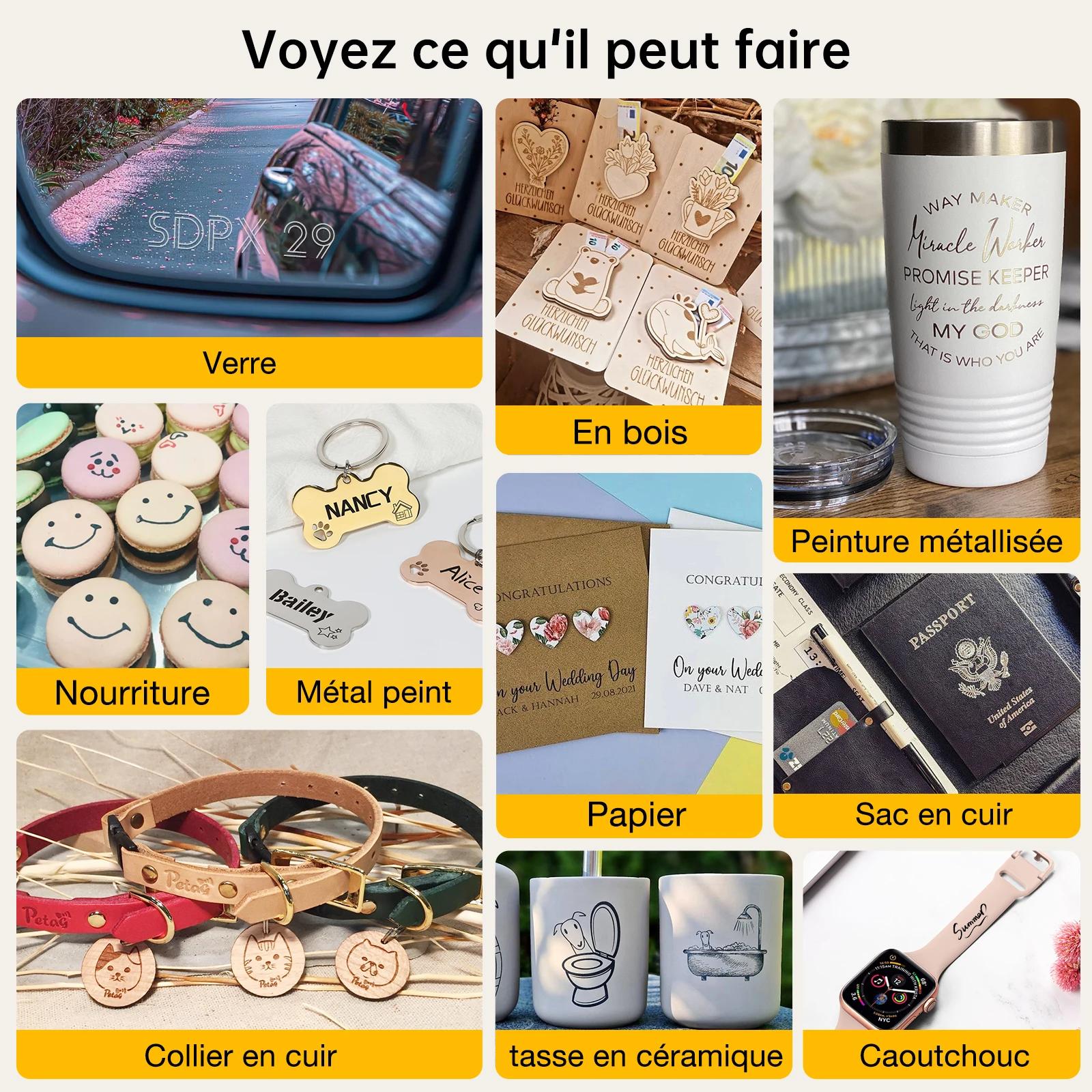 DAJA DJ6 Mini graveur Laser Portable bricolage Bluetooth Machine peint chien étiquette papier cuir en bois plastique Log