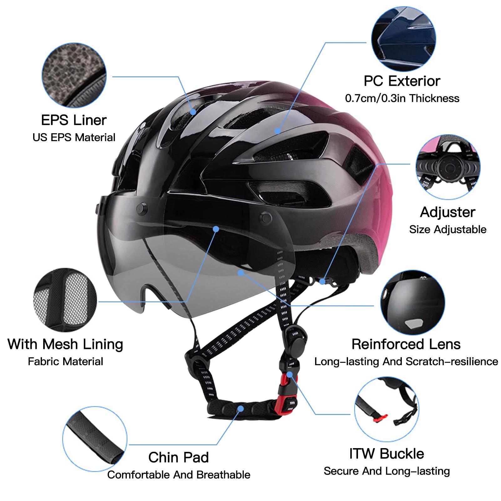 Casques de vélo pour femmes avec lunettes magnétiques