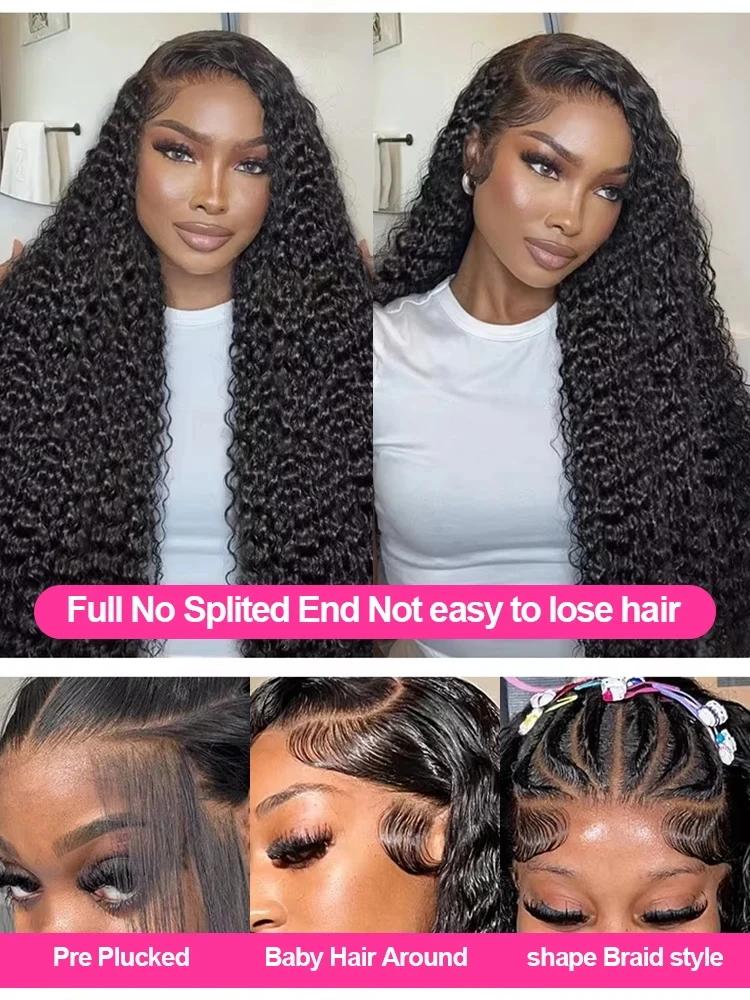 CEXXY Perruque Boucles Cheveux Humain