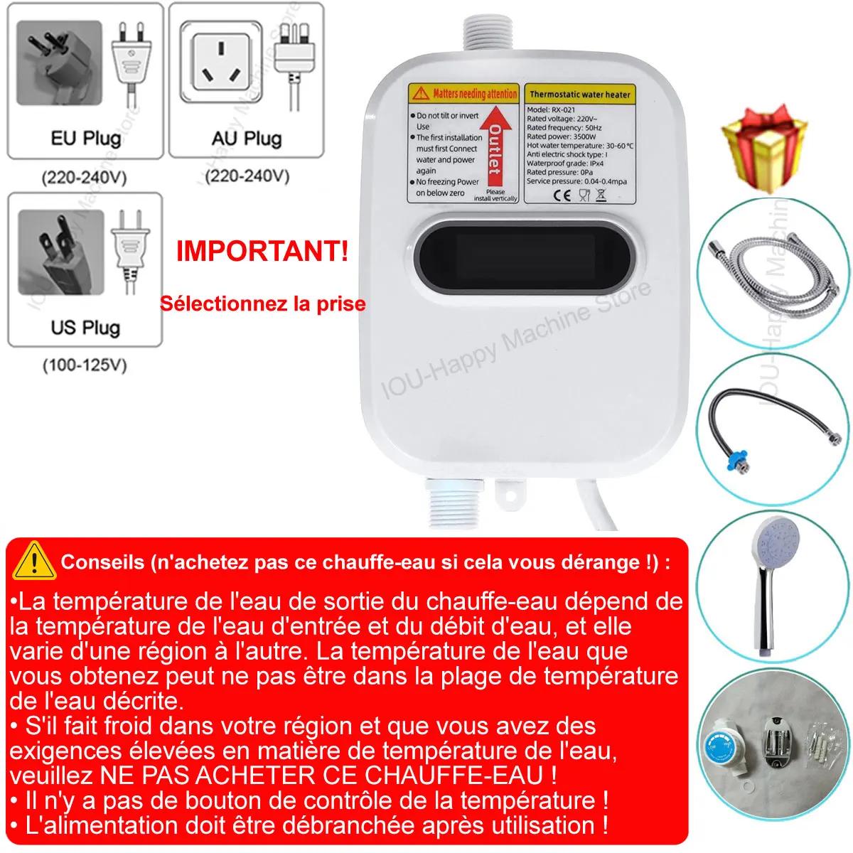 Chauffe-eau électrique instantané sans réservoir 3500W