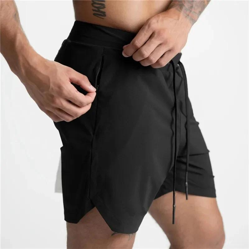 Short jogging homme séchage rapide avec poche zippée - Pantalon court gym fitness course été 2025