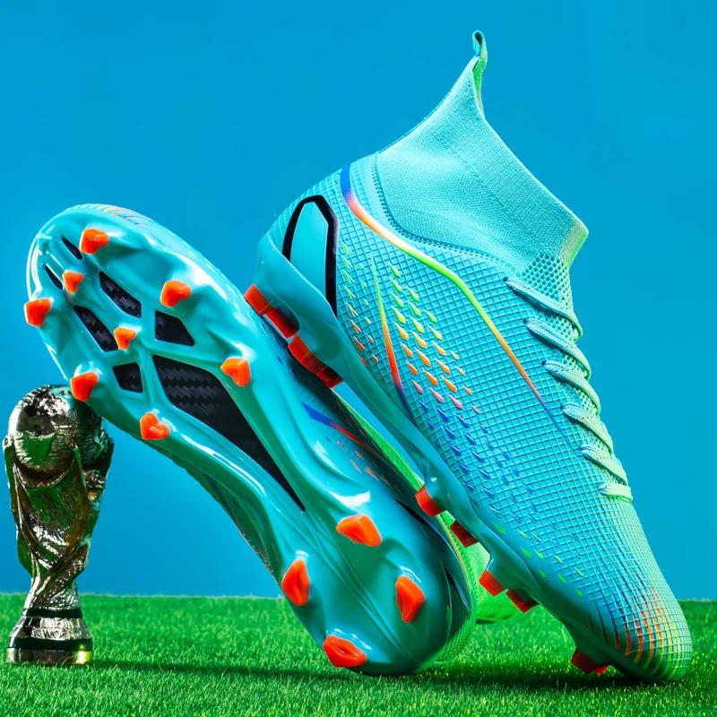 Chaussures de football respirantes unisexes pour match et entraînement sur gazon et futsal
