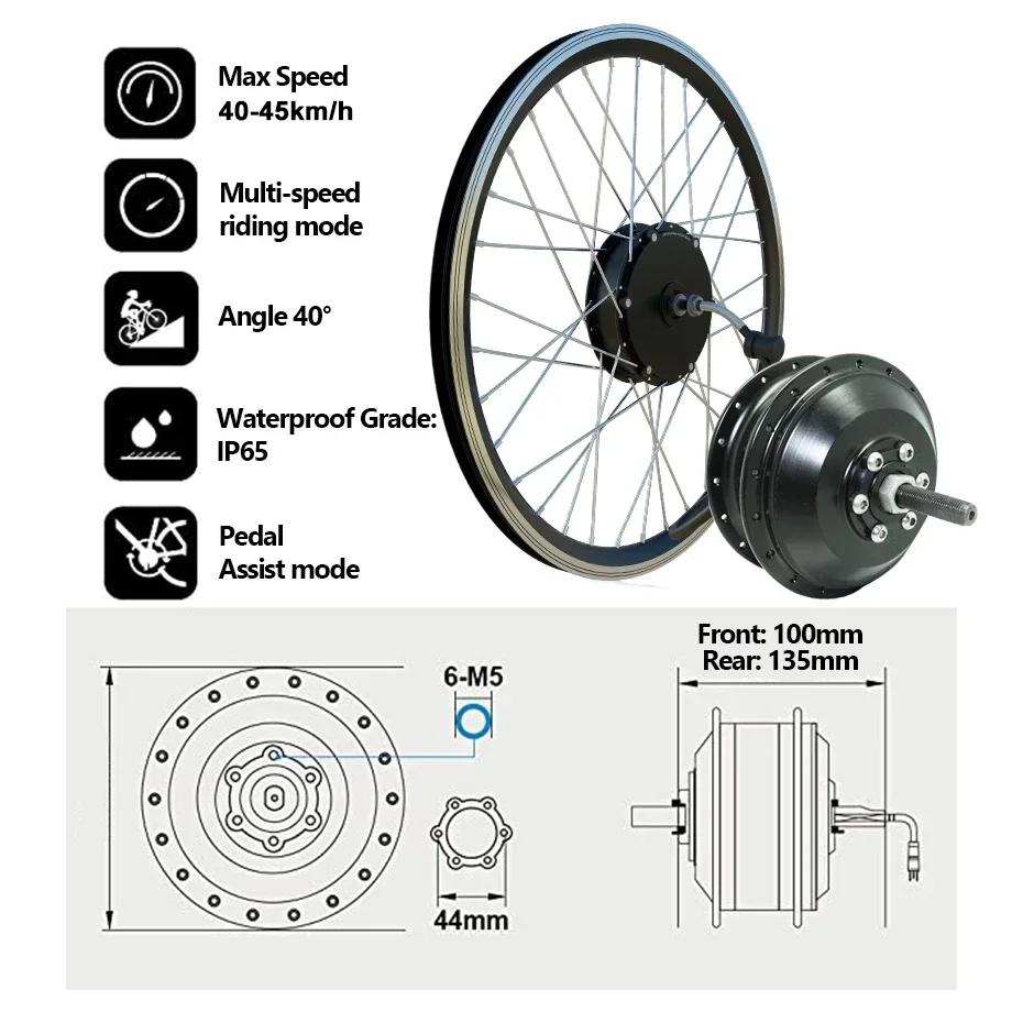 Moteur de moyeu de vélo électrique 36V 48V 250W 350W 500W 1500W 2000W 20 24 26 27.5 28 29 pouces 700C roue