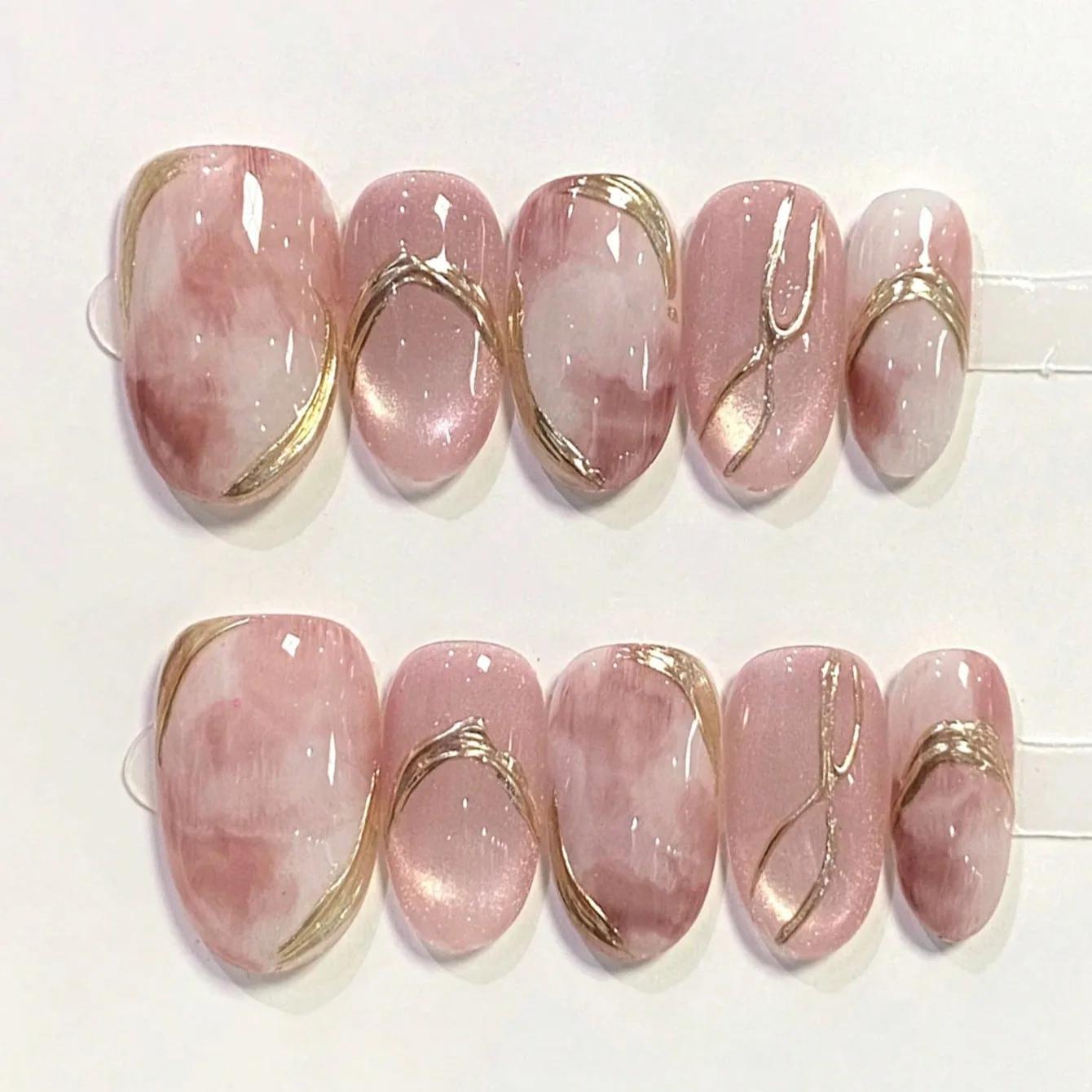10 pièces blanc français rose coeur diamant manucure Art doux