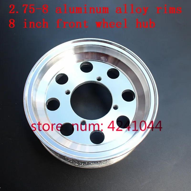 2.75-8 8 pouces pour vélo petite pièce de moto roues en aluminium cercle de vide utilisation 90/65-8 tire3.50-8 4.80/4.00-8 pneu