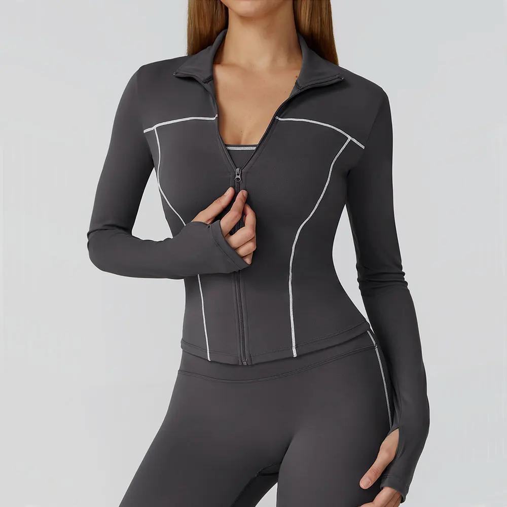 Vêtements de Yoga femmes veste de Sport course chemise à manches longues vestes